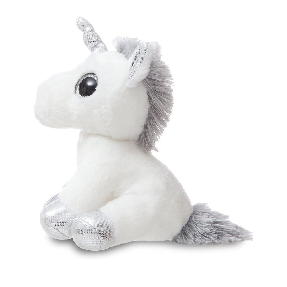 8 Inch Sparkle Tales Silver Unicorn Plush Stuffed Animal by Aurora